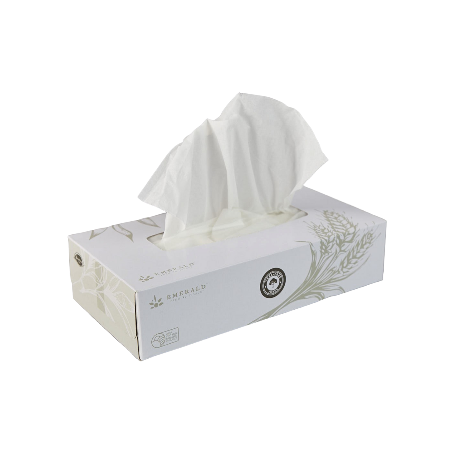 Tree-Free Compostable 2-Ply Flat Box Facial Tissues