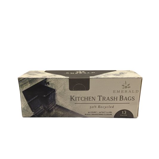 50% Recycled 13 Gallon Drawstring Black Trash Bags