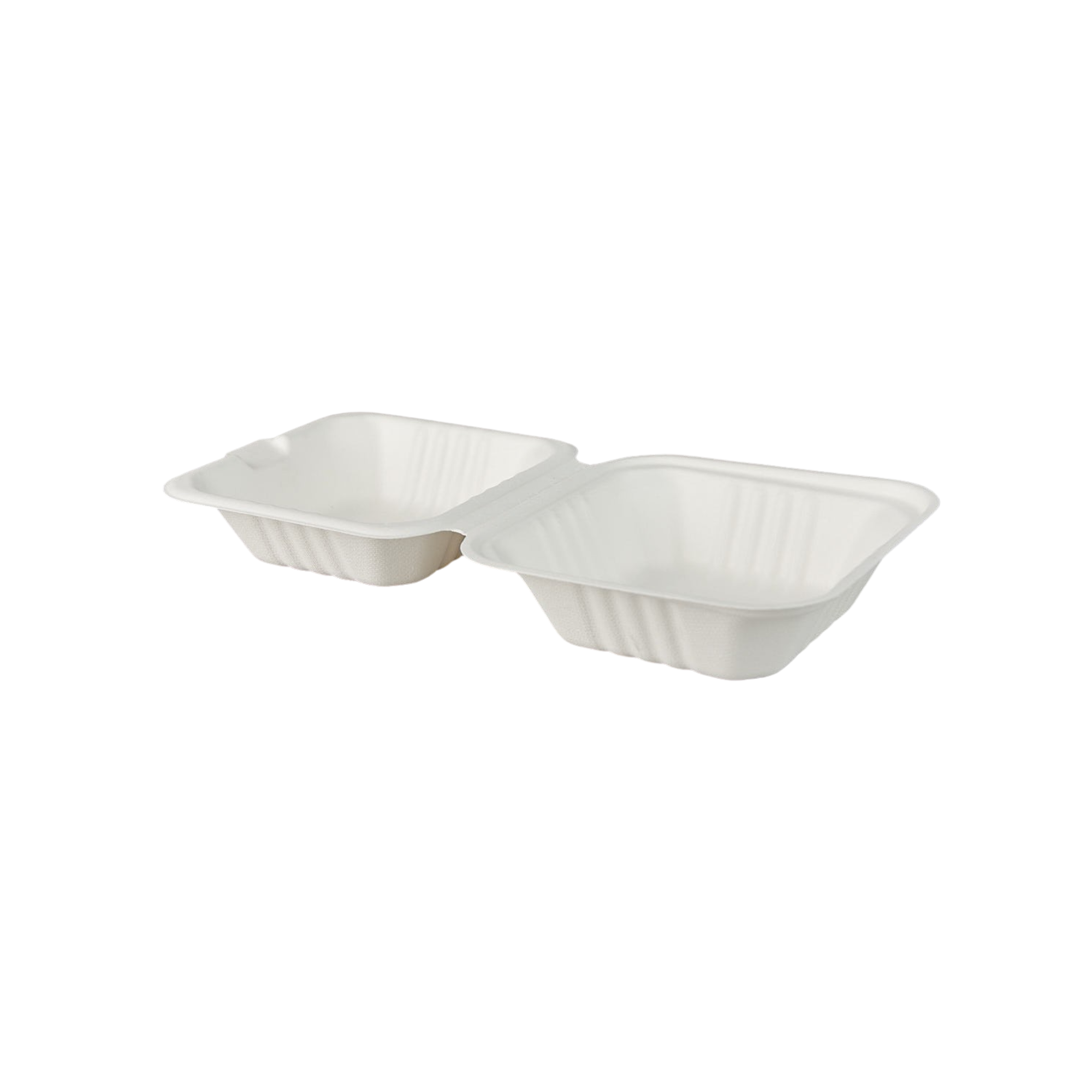 6"x6"x3" Opened Compostable Clamshell Container