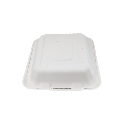 8"x 8"x3" Closed Compostable Clamshell Container